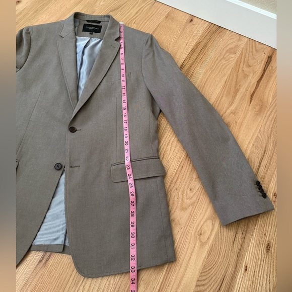 Banana Republic 100% Cotton Tailored Fit Sharkskin Taupe Blazer Men’s Size 44L - Picture 5 of 12